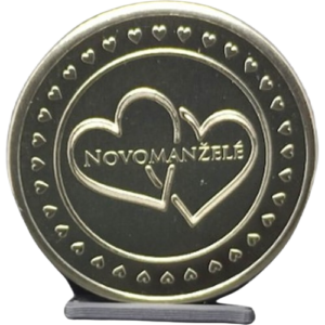 Mince s motivem "Dvě srdce - novomanželé"