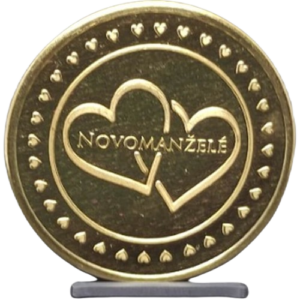 Mince s motivem "Dvě srdce - novomanželé"